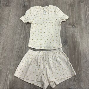 Skims Floral Tee Shorts Pajama Set Size XS